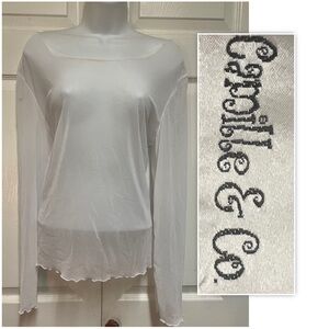 Camille & Co. White Mesh Top